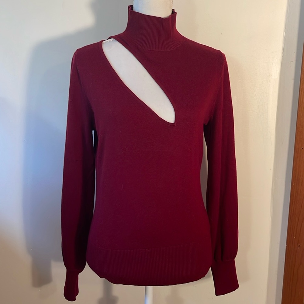 NICHOLAS NWOT Crimson Cotton/Wool Keyhole Sweater